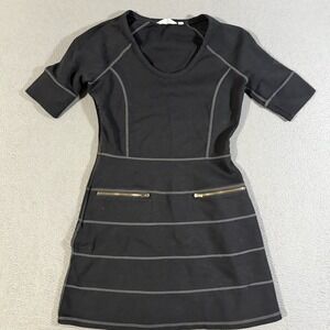 Athleta  Strata Stretch Ponte Travel Dress Black Size XS Petite Women's Side Zip